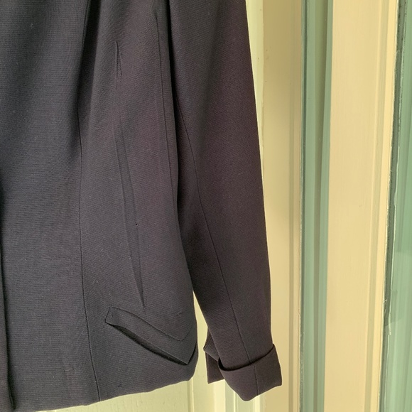 Vintage 1950s Navy Blue Wool Gabardine Jacket Tailored by Kirkland Hall - Picture 6 of 14